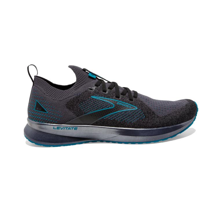 Brooks Levitate StealthFit 5 Energy-Return Mens Road Running Shoes - Black/Ebony/grey Charcoal/Coral